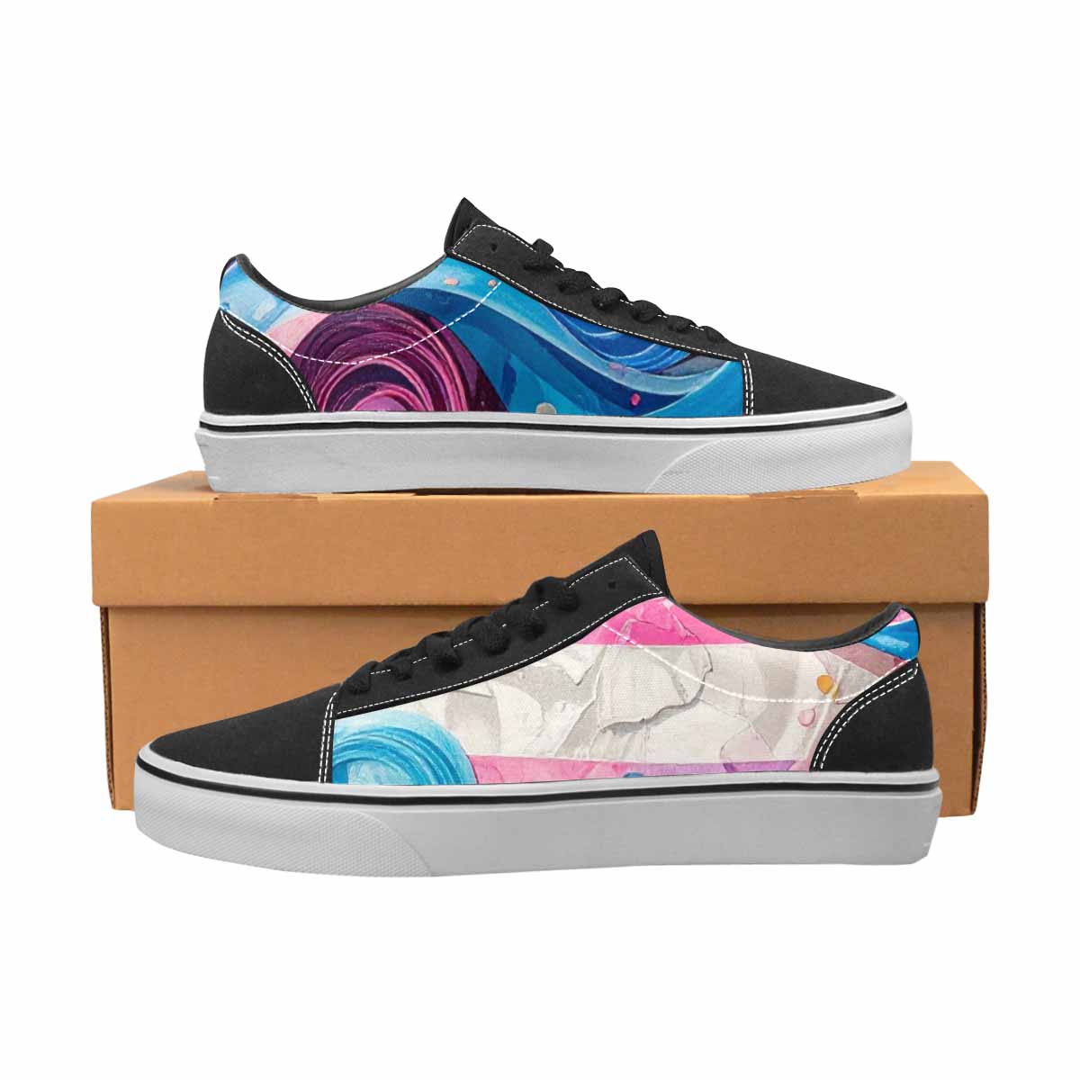 WOMEN'S Transgender Pride Flag Lace-Up Canvas Neon Fantasy Shoes