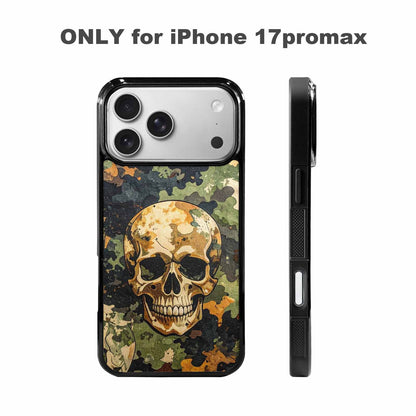 iPhone 17 Pro Max Case — Military Camo Texture Combined Gothic Skulls, Custom Designed Case Cover