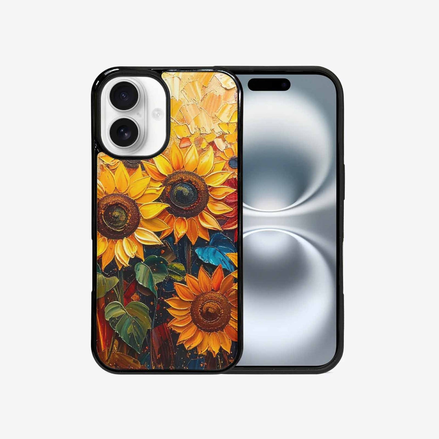iPhone 16 Case — Impressionist Sunflower Brushstroke Pattern Hundreds Of, Custom Phone Case
