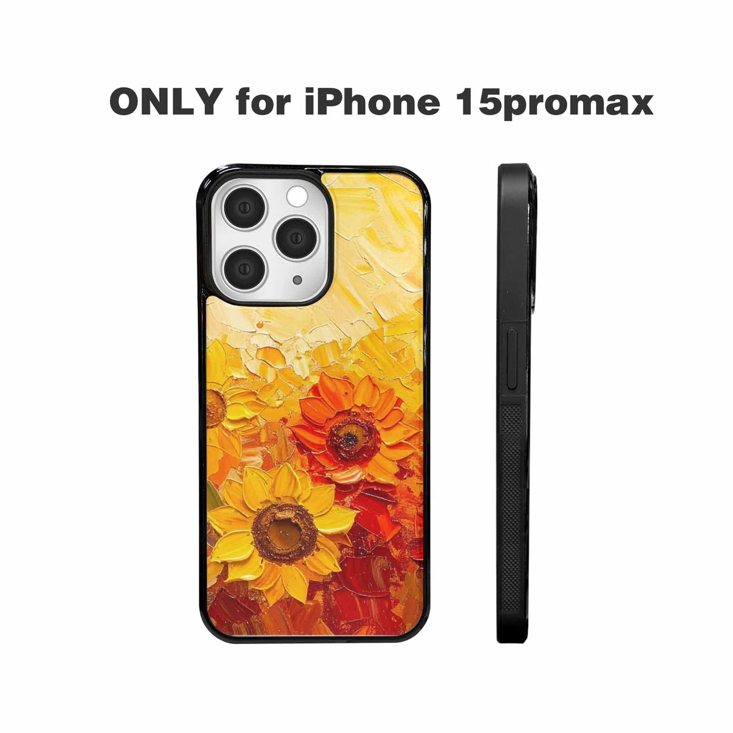 iPhone 15 Pro Max Case — Impressionist Sunflower Brushstroke Pattern Hundreds Of, Custom Made Phone Cover