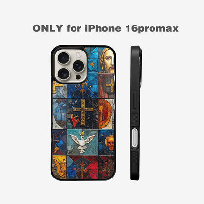 iPhone 16 Pro Max Case — Jesus Face Small Cross And Faith, Custom Phone Case