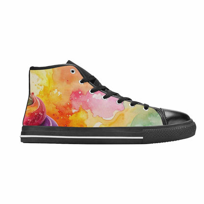 WOMEN'S Melting Icecream Collage High Top Canvas Vibrant Chaos Shoes
