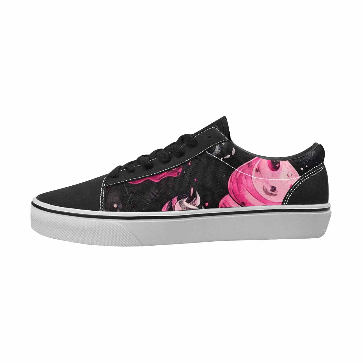 WOMEN'S Ice Cream Black & Pink Ink Canvas Artist-designed Vibrant Chaos Custom Canvas Shoes