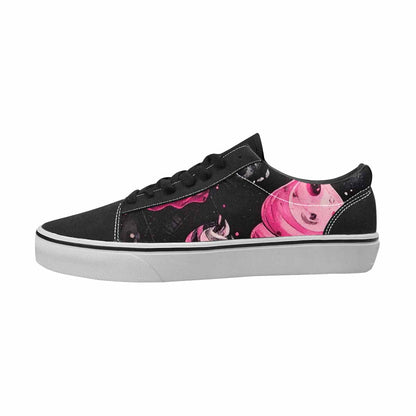 WOMEN'S Ice Cream Black & Pink Ink Canvas Artist-designed Vibrant Chaos Custom Canvas Shoes