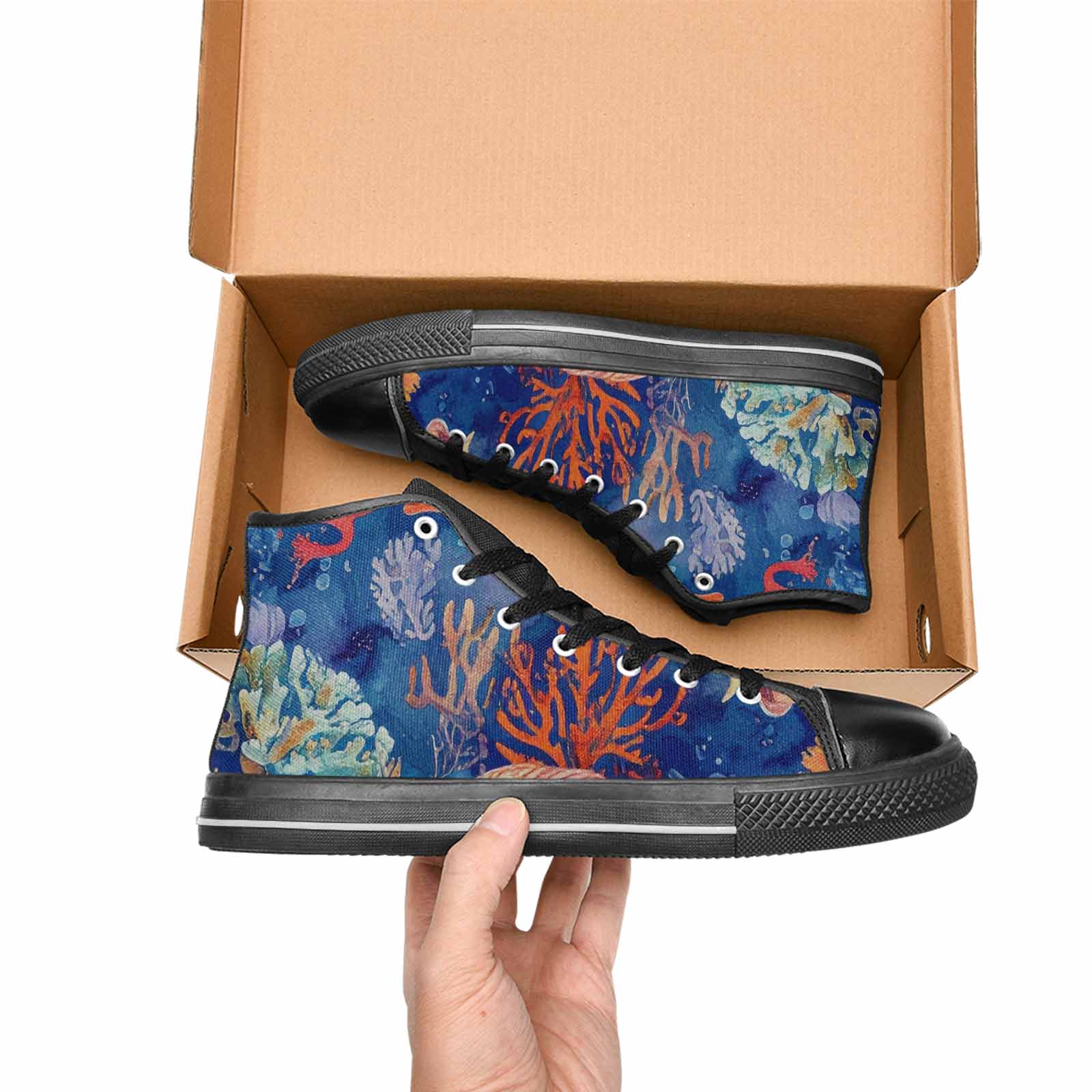 WOMEN'S Fish Scale Coral High Top Canvas Aesthetic Shoes