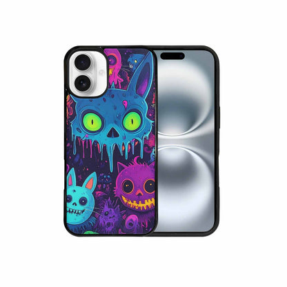 iPhone 16 Plus Case — Mixed Toxic Glow Creature Pattern Hundreds, Custom Art Phone Cover