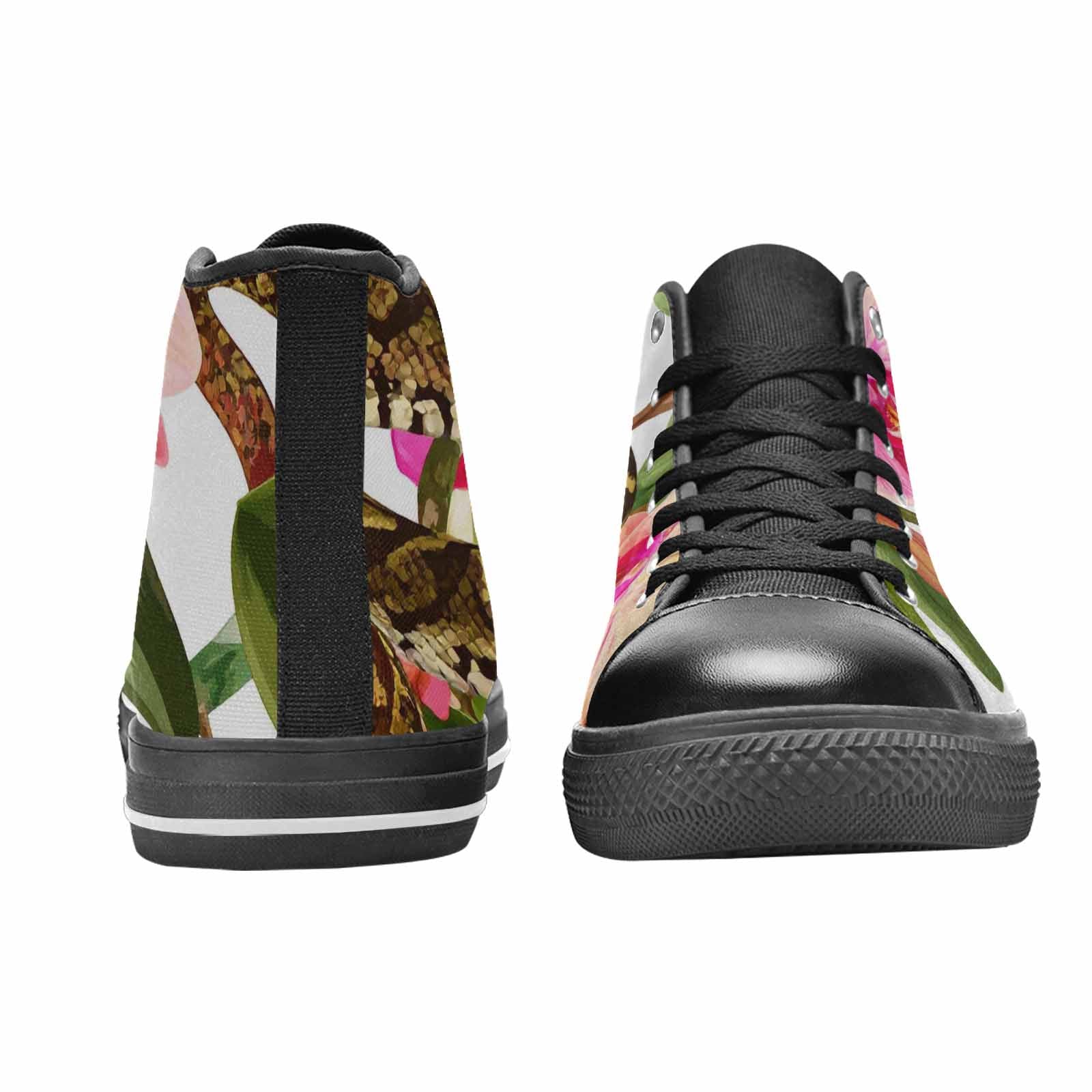 WOMEN'S Floral Snake Print High Top Canvas Neon Fantasy Shoes
