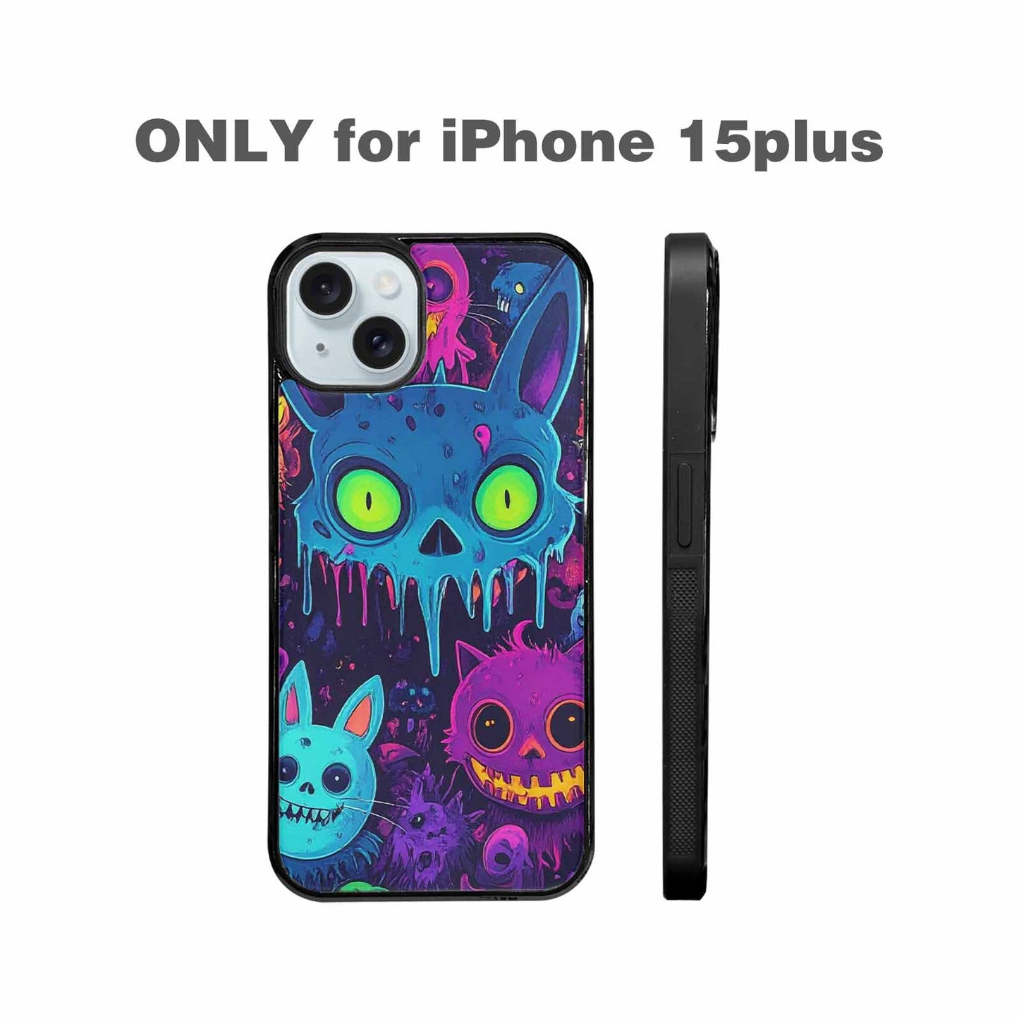 iPhone 15 Plus Case — Mixed Toxic Glow Creature Pattern Hundreds, Personalized Phone Case