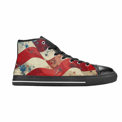 MEN'S American Flag Stars High Top Canvas Grunge Custom Sneakers