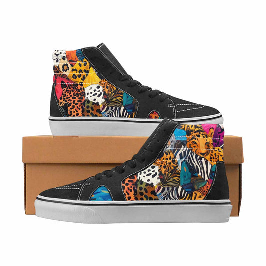 WOMEN'S Leopard Full Color High Top Canvas Unique Print Dreamcore Custom Canvas Shoes