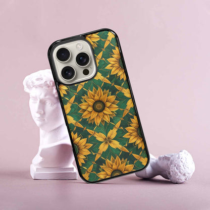 iPhone 16 Pro Case — Sunflower Mandala Kaleidoscope, Customized Protective Case