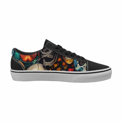 WOMEN'S Skulls  Animal Print Lace-Up Canvas Melting Art Custom Sneakers