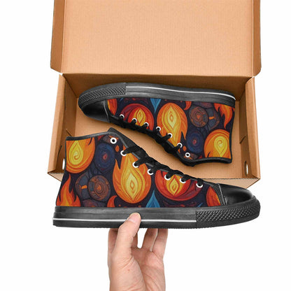MEN'S Fire Flame High Top Canvas Dark Academia Custom Shoes