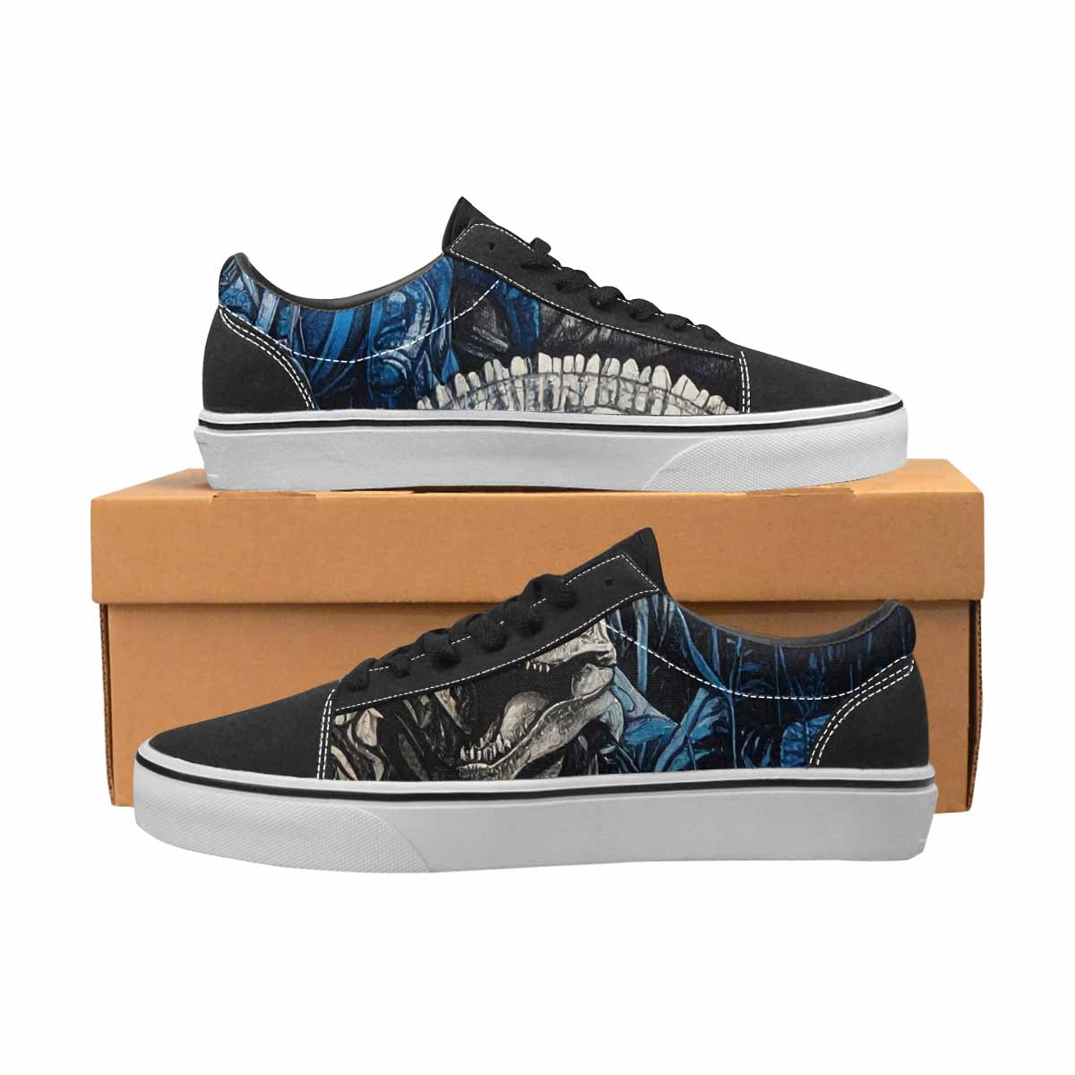 WOMEN'S Dinosaur Burst Lace-Up Canvas Cottagecore Custom Sneakers