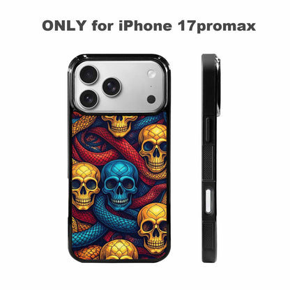 iPhone 17 Pro Max Case — Snake Skulls Print Gothic Skulls, Customized Protective Case