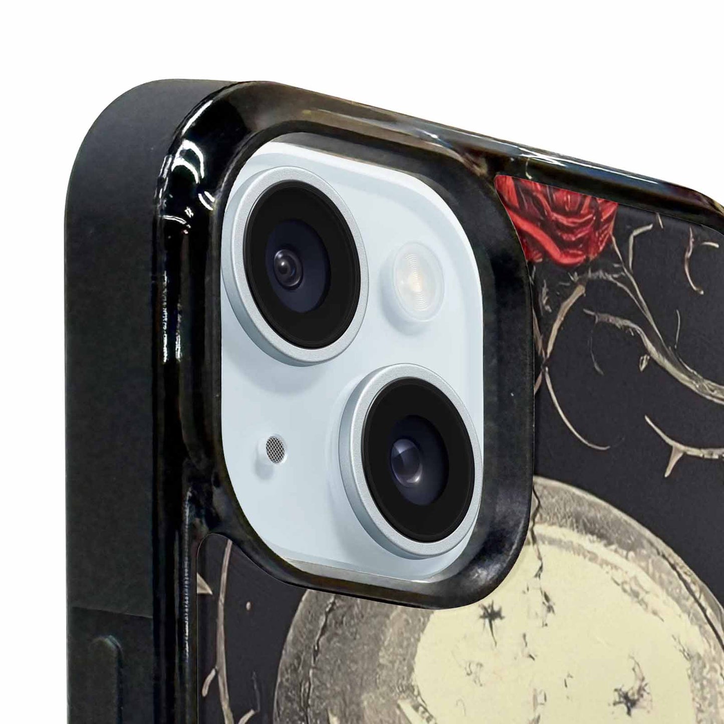 iPhone 15 Plus Case — Gothic Skulls Roses Custom, Unique Phone Case Design