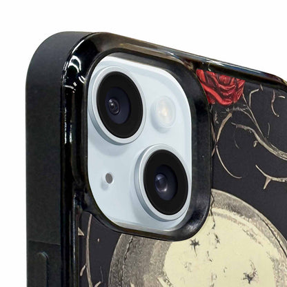 iPhone 15 Plus Case — Gothic Skulls Roses Custom, Unique Phone Case Design
