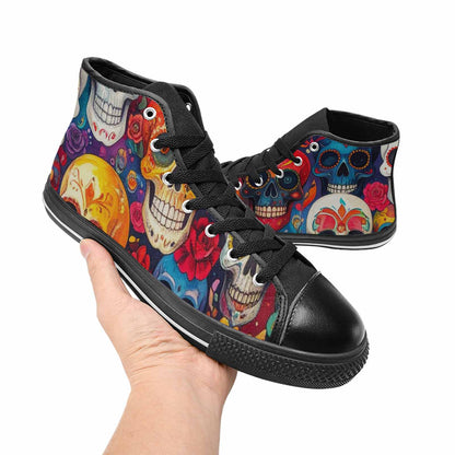 WOMEN'S Skull High Top Canvas Y2K Custom Sneakers