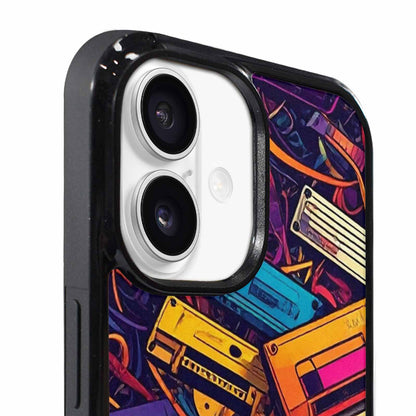 iPhone 17 Case — Retro Cassette Tape Pattern Retro Vintage, Custom Print Case Cover
