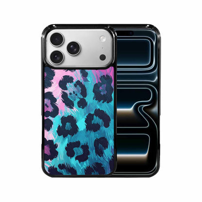 iPhone 17 Pro Max Case — Leopard Neon Pink Teal Airbrush Animal, Custom Print Case Cover