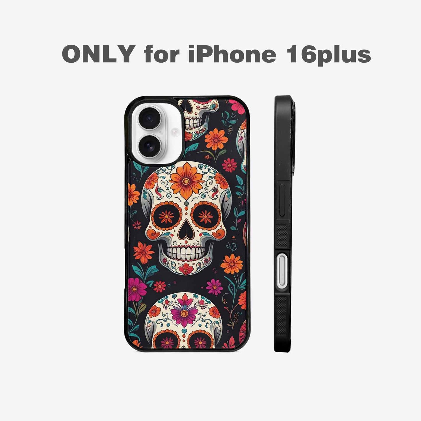 iPhone 16 Plus Case — Dia De Los Muertos Sugar Skull, Custom Phone Case