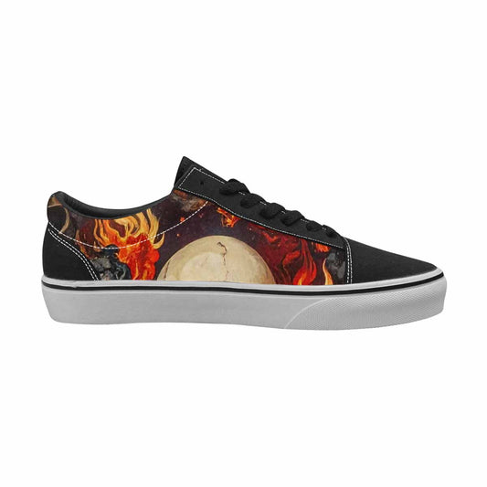 WOMEN'S Skulls - Flaming Canvas Lace-Up Cottagecore Custom Sneakers