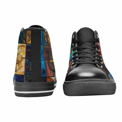 WOMEN'S Jesus Face Small High Top Canvas Grunge Sneakers