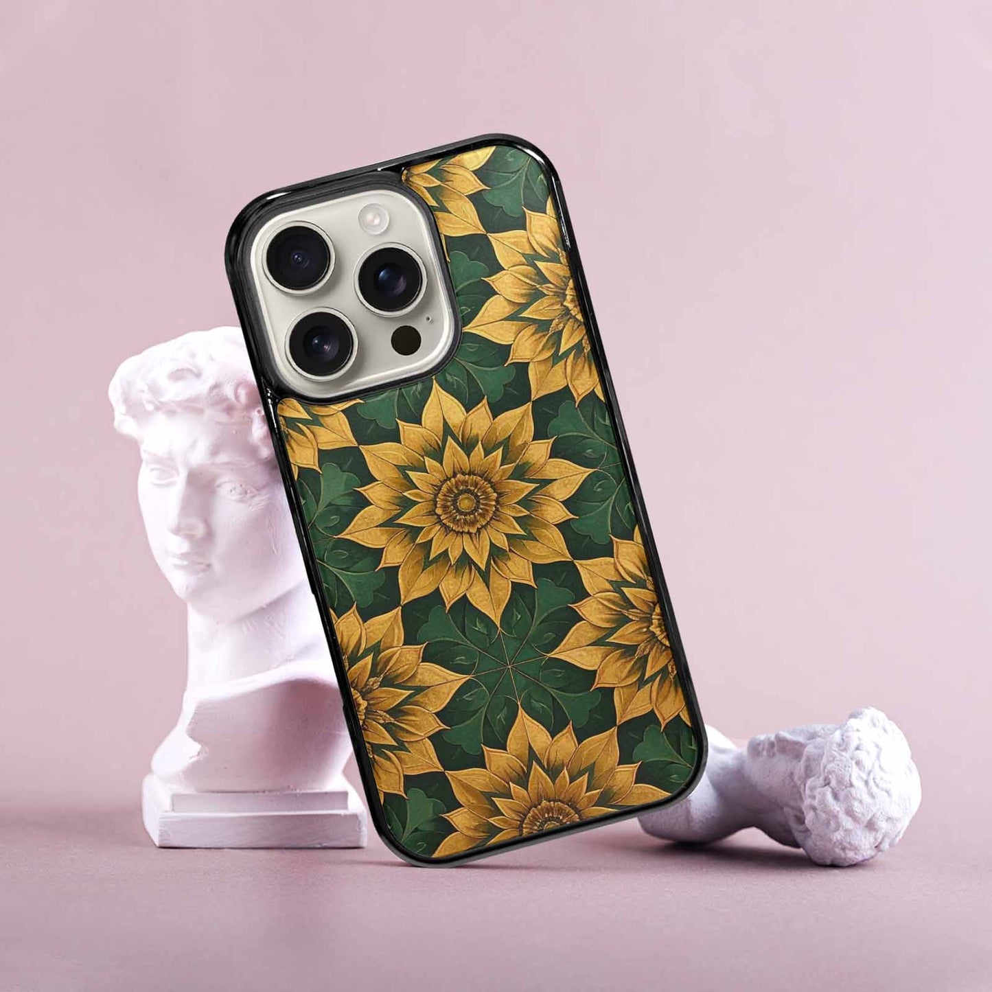 iPhone 16 Pro Case — Sunflower Mandala Kaleidoscope Custom, Custom Print Case Cover