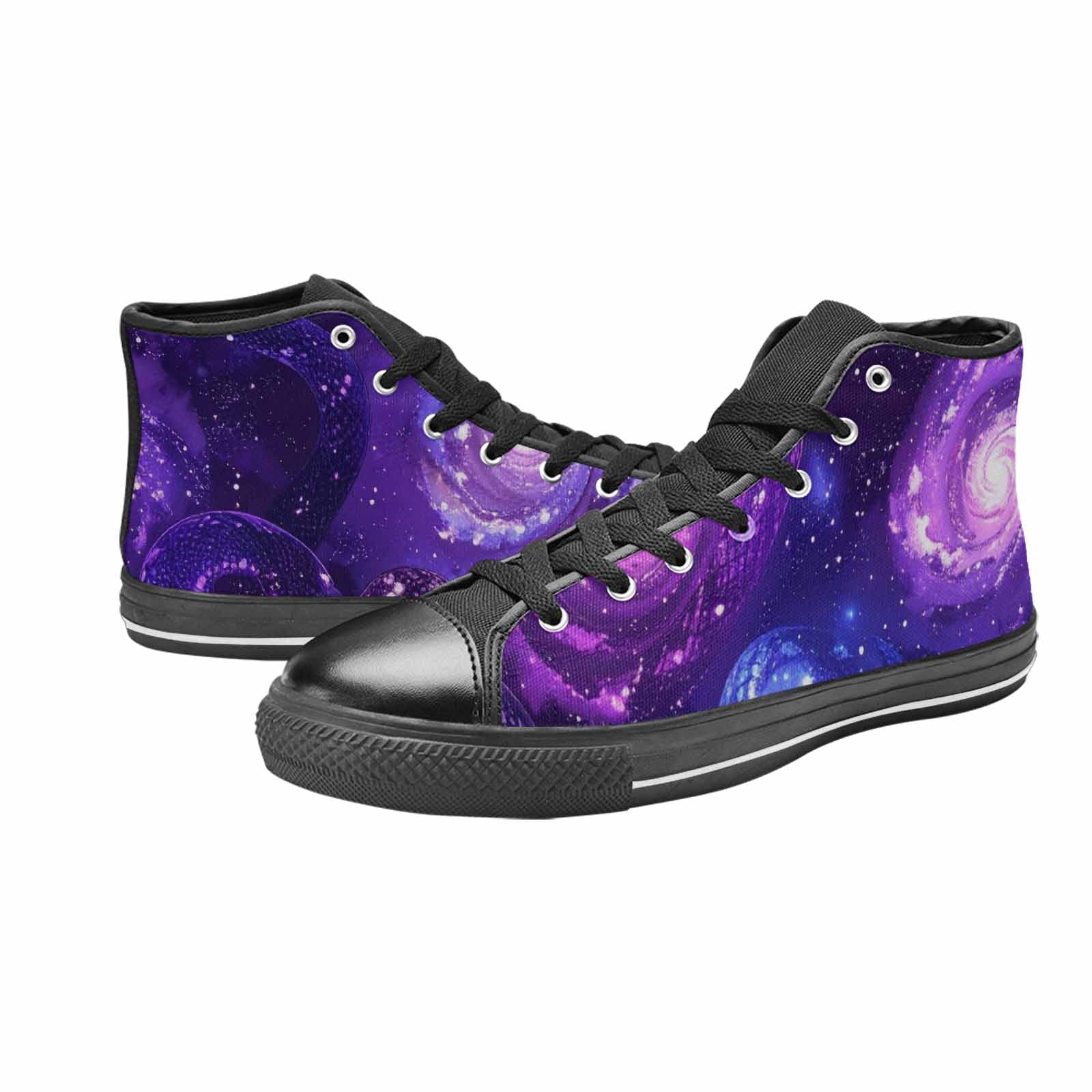 WOMEN'S Galaxy Snake Print High Top Canvas Cottagecore Custom Sneakers