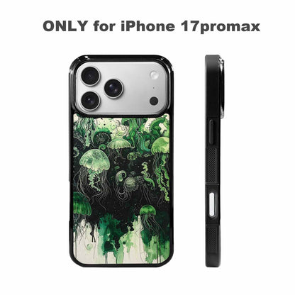 iPhone 17 Pro Max Case — Sea Creature Burst Black Original Art, Personalized Phone Case