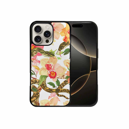 iPhone 16 Pro Max Case — Floral Snake Print, Custom Phone Case