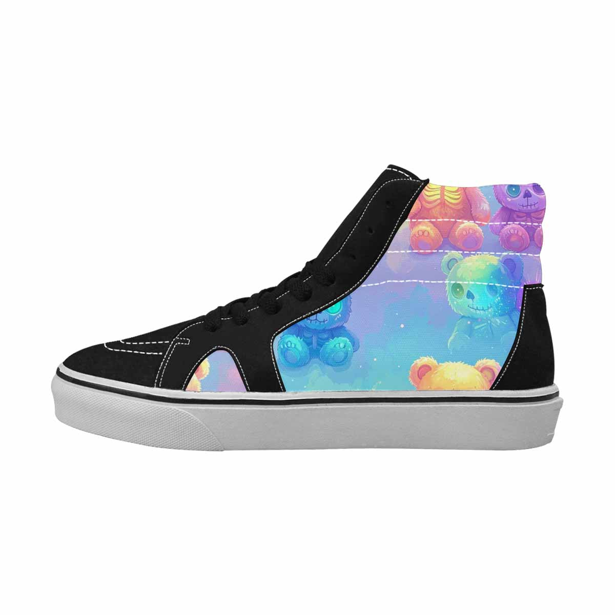 MEN'S Rainbow Teddy Skeletons Eye High Top Canvas Wallpaper Art Custom Sneakers