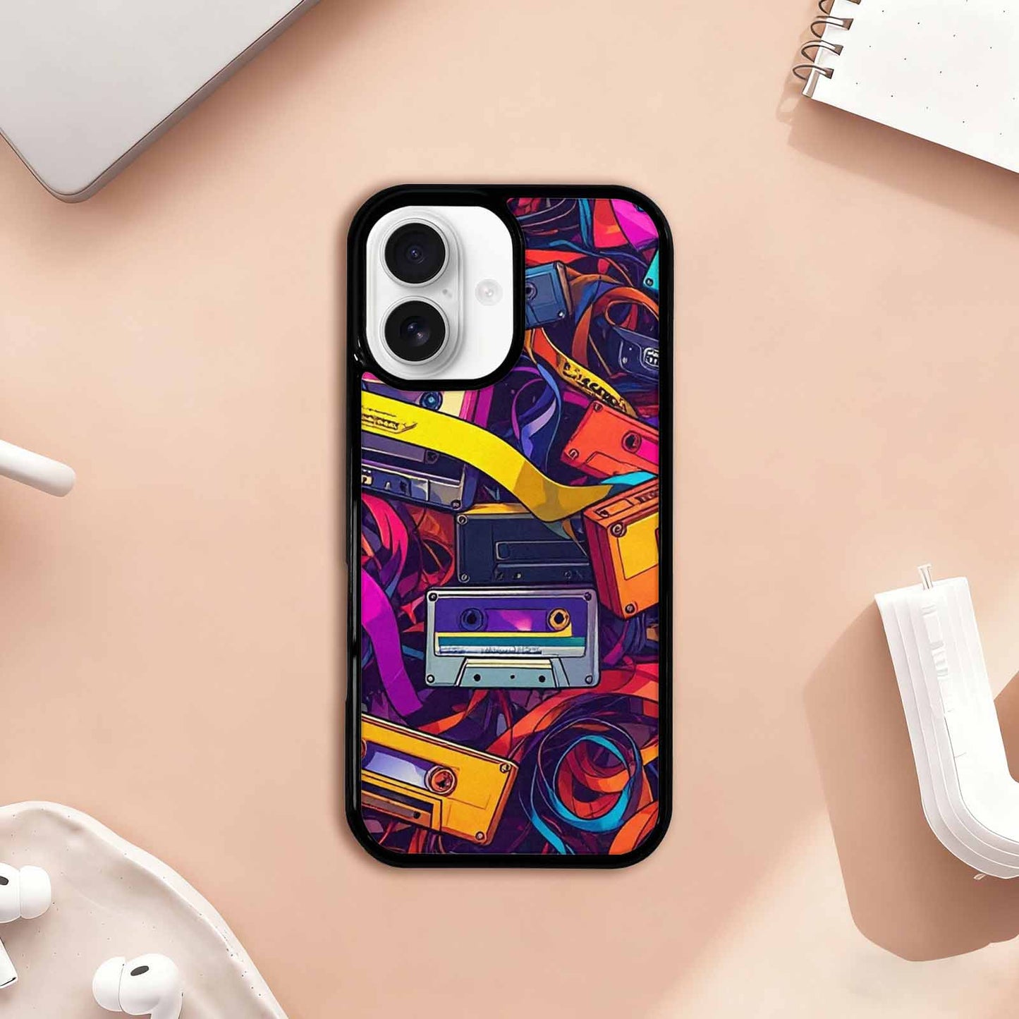 iPhone 17 Case — Retro Cassette Tape Pattern Retro Vintage, Original Design Phone Case