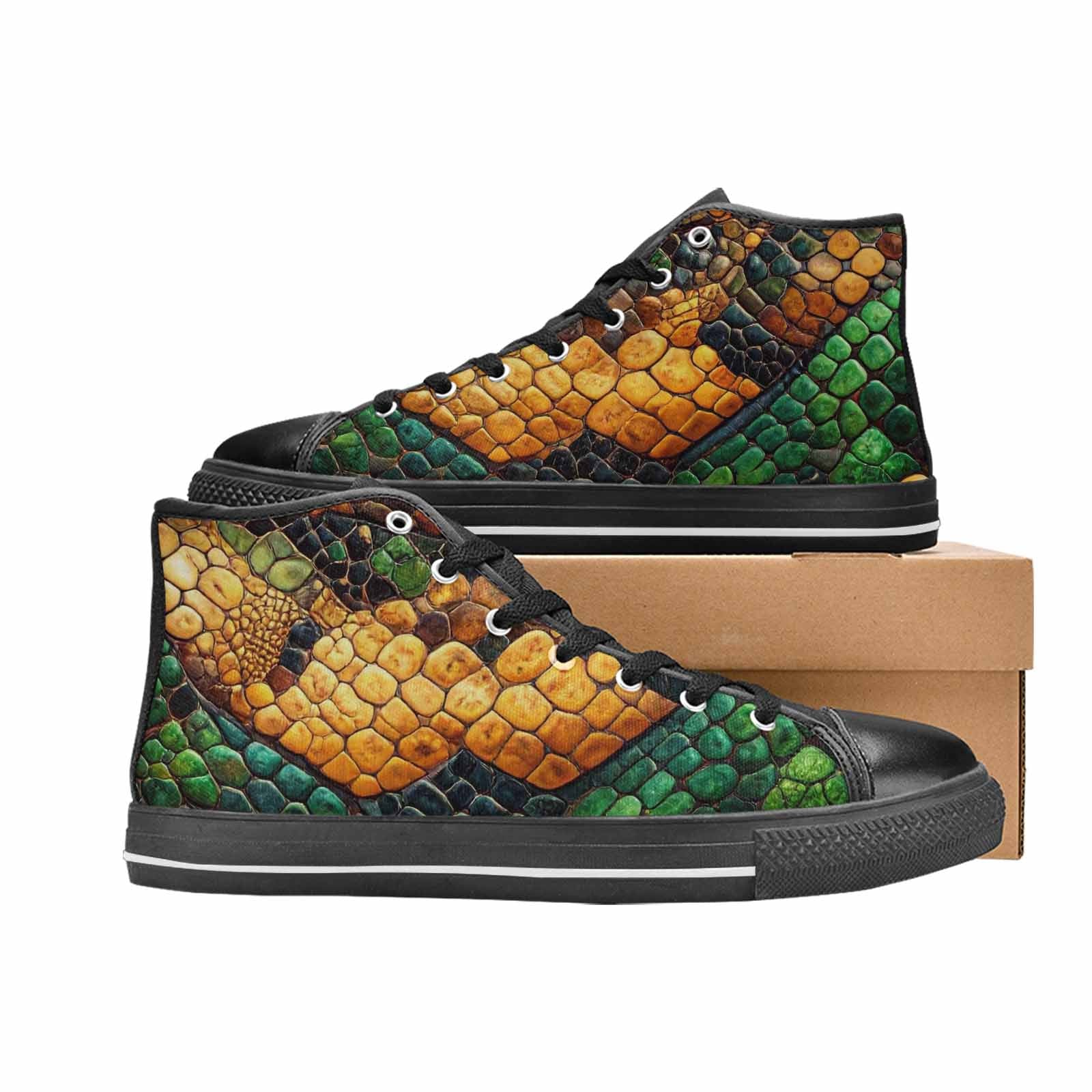 MEN'S Snake Skin Reptile High Top Canvas Neon Fantasy Shoes