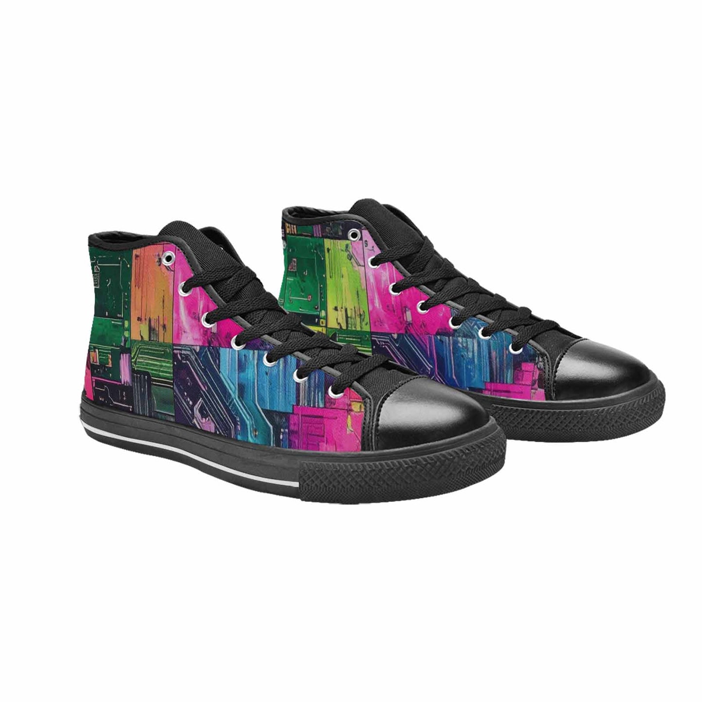MEN'S Circuit Board Cyberpunk High Top Canvas Vibrant Chaos Shoes