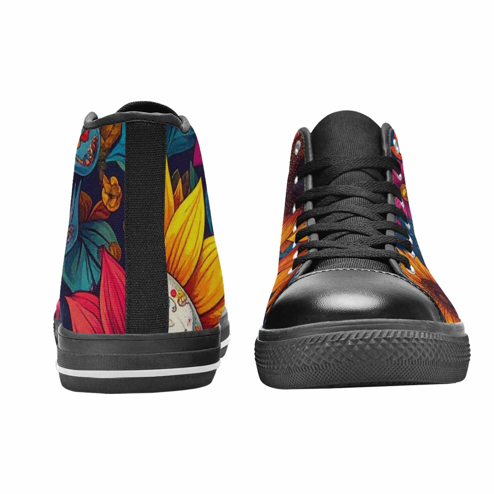MEN'S Sunflower Skulls Print High Top Canvas Dreamcore Custom Shoes