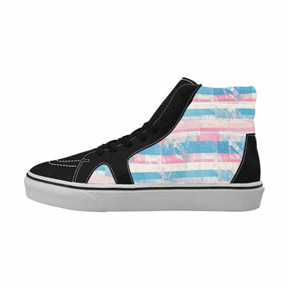 WOMEN'S Transgender Flag Color High Top Canvas Surreal Custom Sneakers