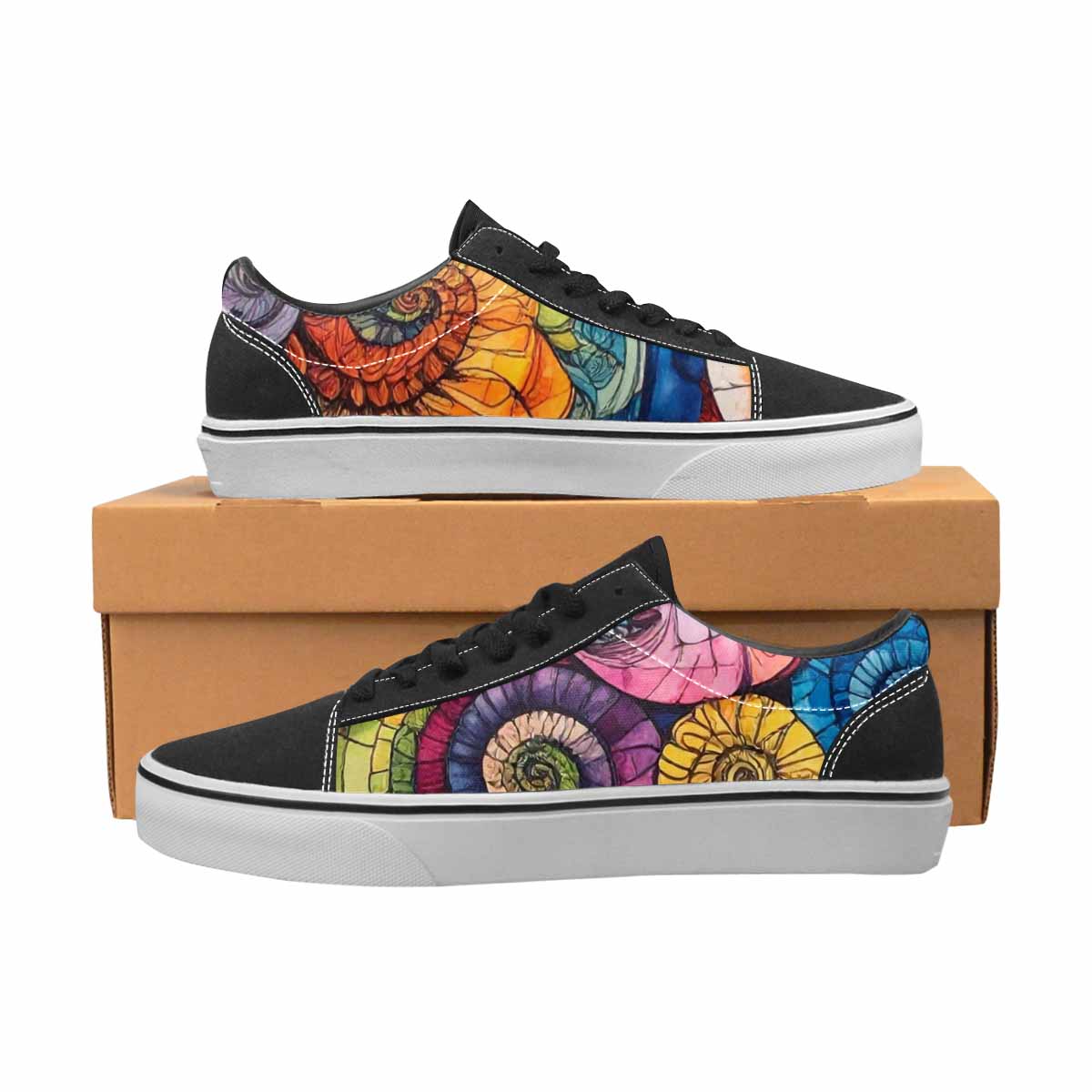 WOMEN'S Tie Lace-Up Canvas Vibrant Chaos Custom Sneakers