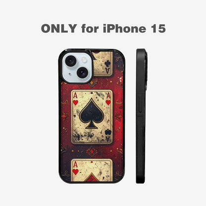iPhone 15 Case — Playing Card Suits Pattern Poker Chips, Custom Printed Phone Case