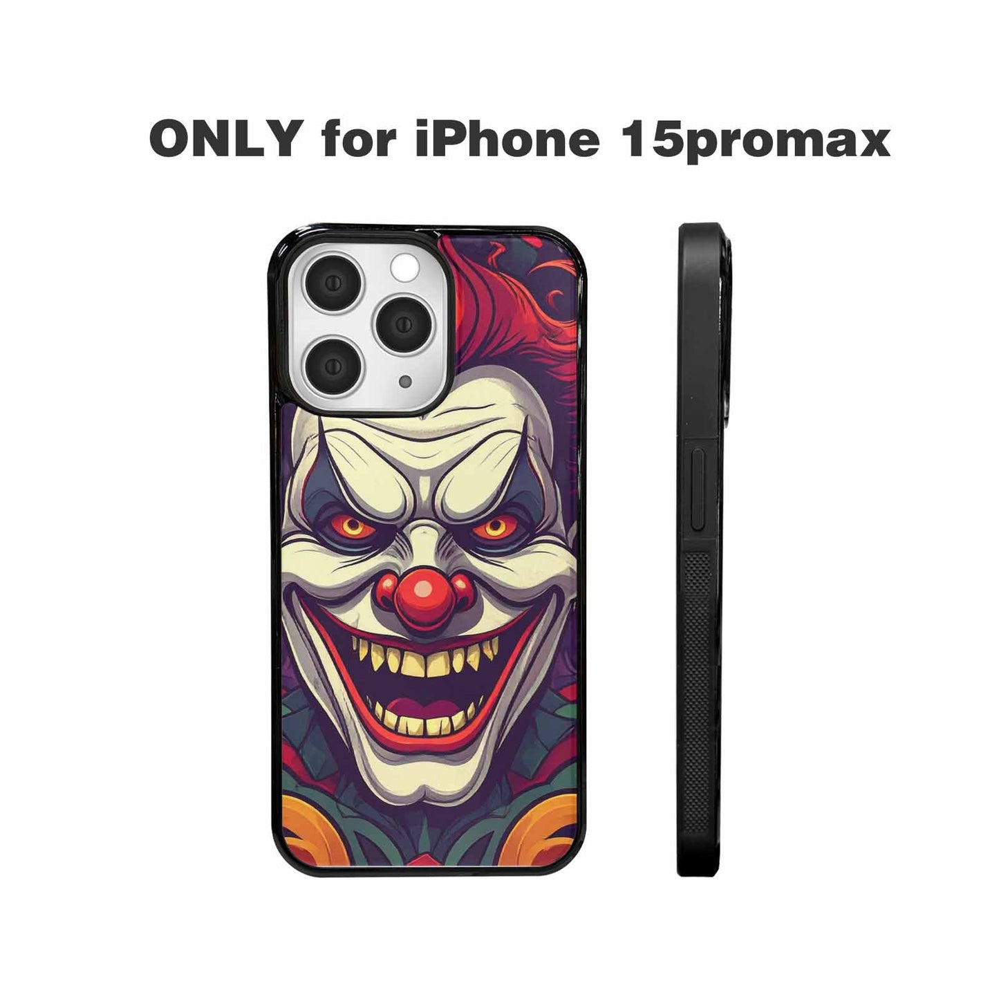 iPhone 15 Pro Max Case — Evil Circus Heads Faces Overlapping Patterns, Original Design Phone Case