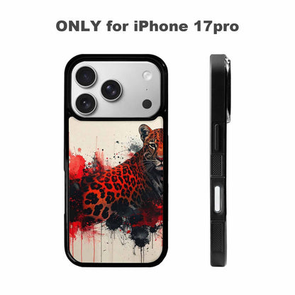 iPhone 17 Pro Case — Animal Print Black Red Ink Animal, Custom Art Phone Cover