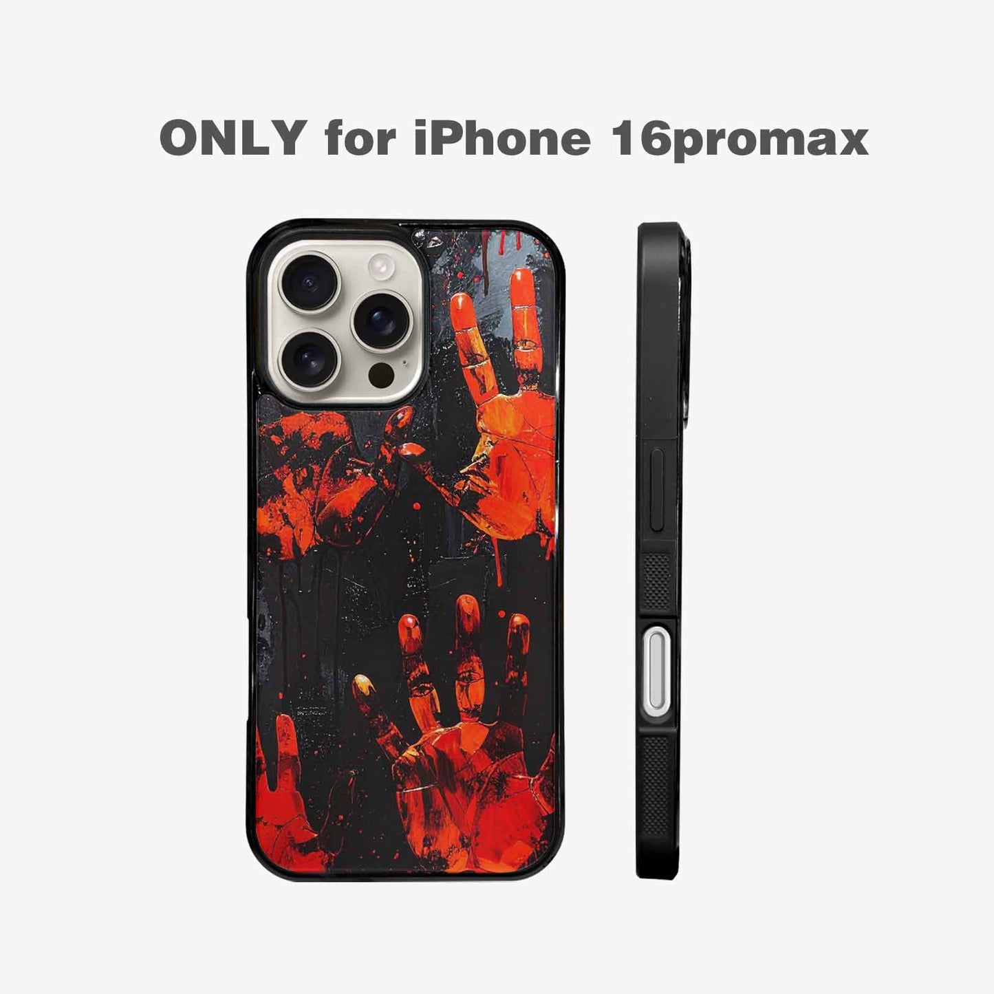 iPhone 16 Pro Max Case — Halloween Splatter Handprint, Original Design Phone Case