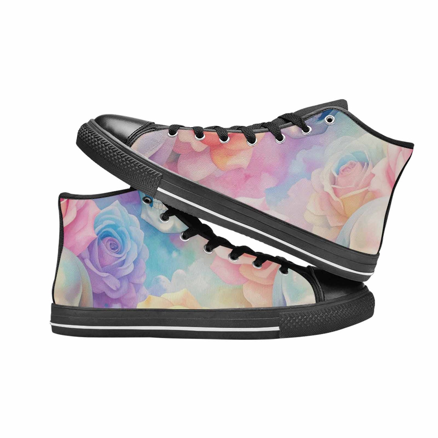 WOMEN'S Skulls Roses Candy Airbrush High Top Canvas Dark Academia Custom Sneakers