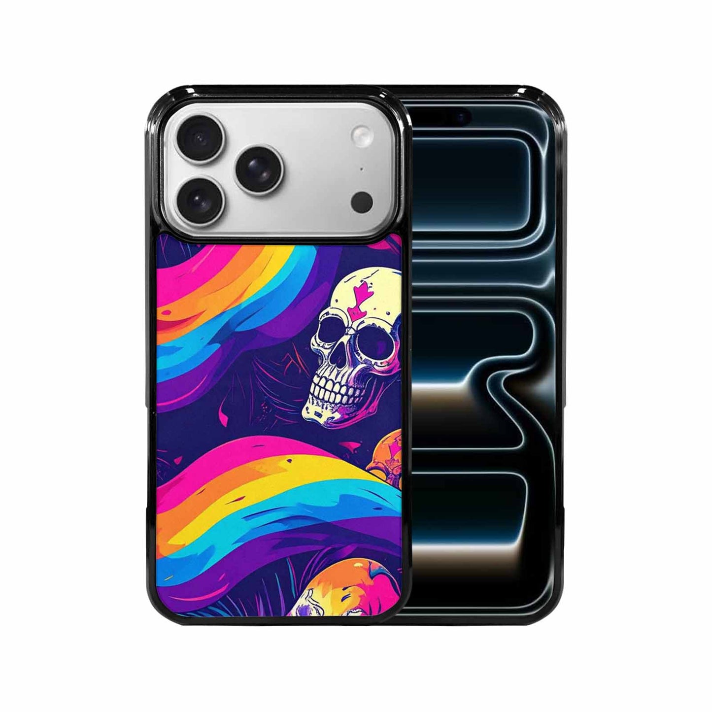 iPhone 17 Pro Max Case — Pride Flag Skulls Seamless Gothic Skulls, Personalized Phone Case