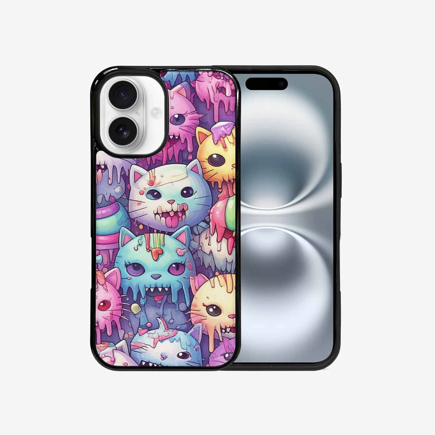 iPhone 16 Case — Pastel Gore Cat Character Pattern Hundreds, Custom Designed Case Cover