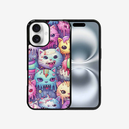iPhone 16 Case — Pastel Gore Cat Character Pattern Hundreds, Original Design Phone Case