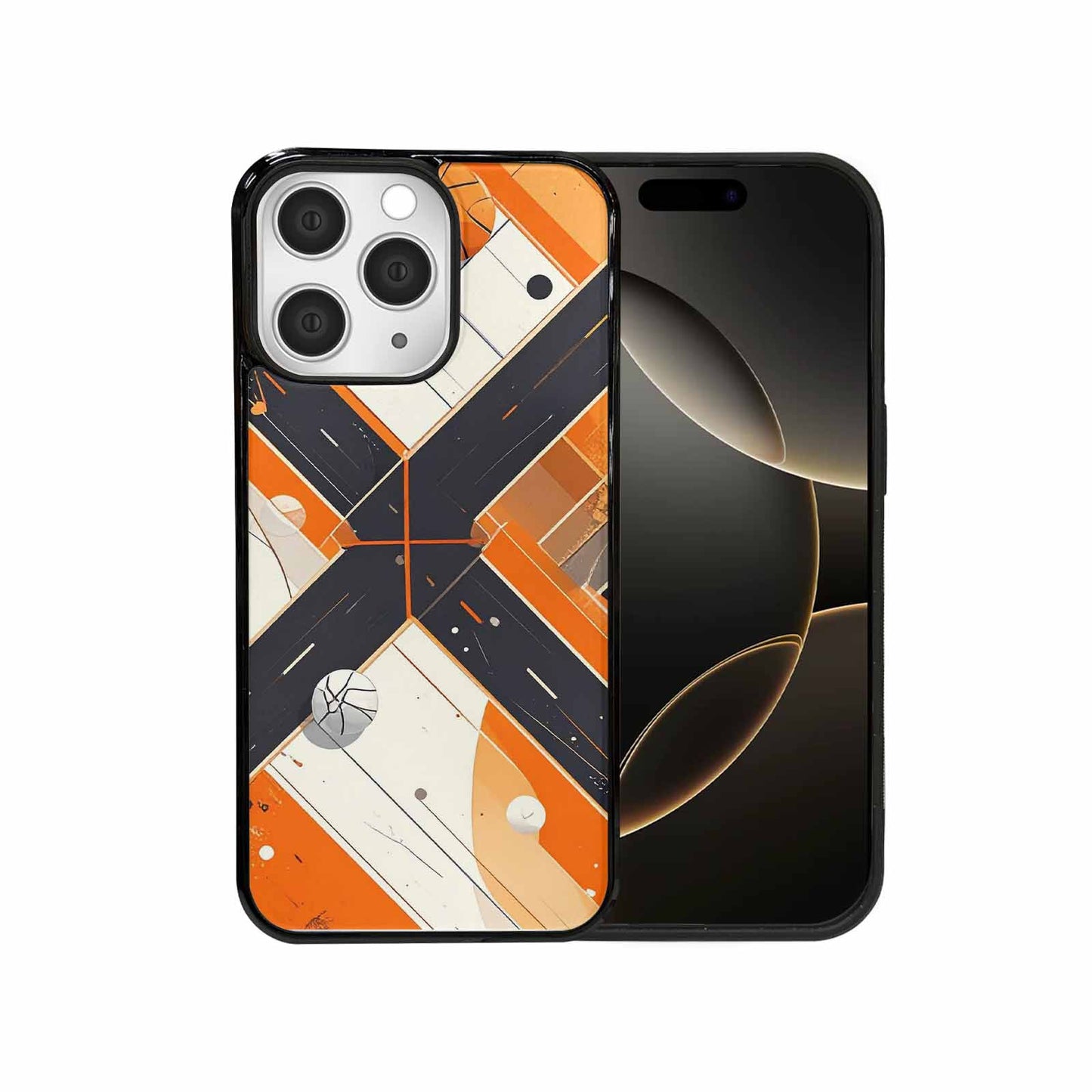 iPhone 15 Pro Max Case — Basketball Pattern Court Lines And Balls, Custom Printed Phone Case