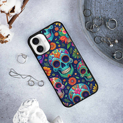 iPhone 16 Plus Case — Rainbow Sugar Skull Weave, Personalized Phone Case