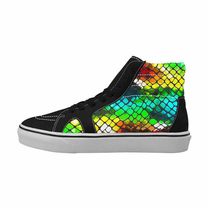 MEN'S Dark Snake Print High Top Canvas Vivid Sneakers
