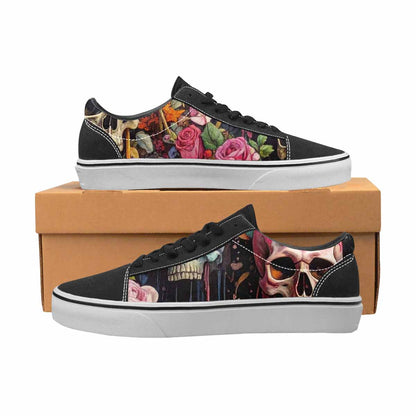 WOMEN'S Skulls Roses Melting Skulls Lace-Up Canvas Surreal Custom Shoes